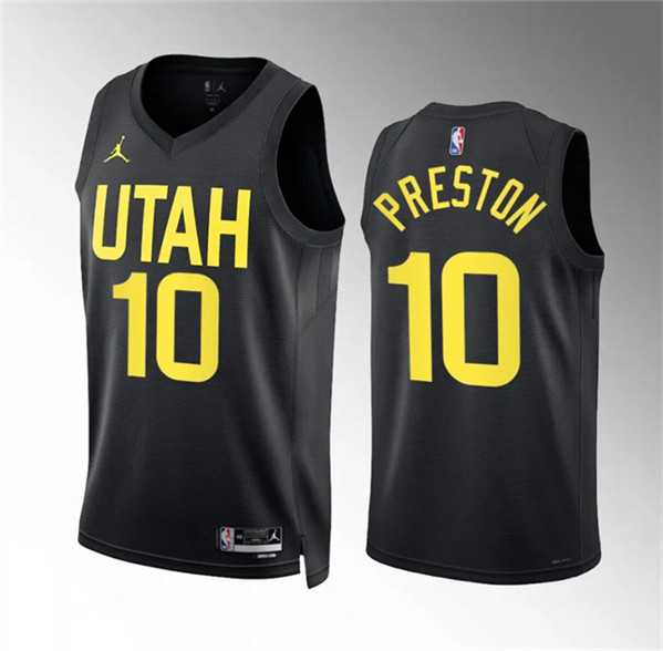 Mens Utah Jazz #10 Jason Preston Black Statement Edition Stitched Basketball Jersey Dzhi